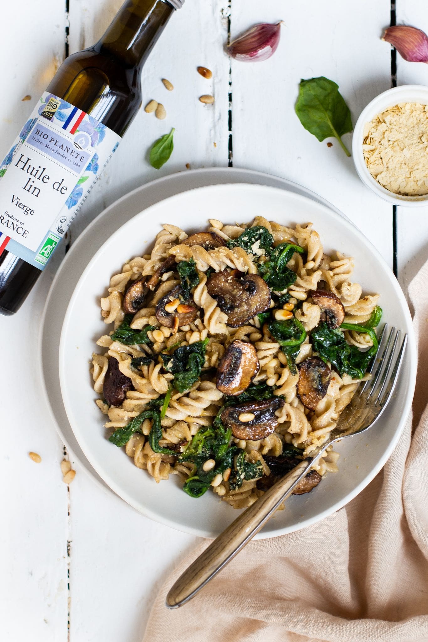 Pasta met teff & champignons